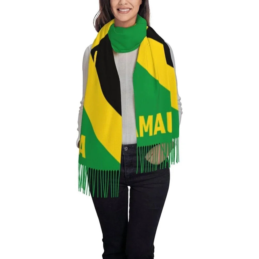 Women Jamaican Flag Shawl Wrap Faux Cashmere Large Soft Warm Scarf